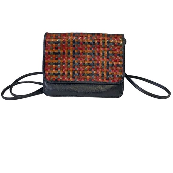 Vera Pelle Handbags - Vera Pelle Weave Woven Genuine Leather Crossbody Bag Multicolor Magnetic Flap